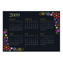 Flowers on Black - Purse and Pocket Calendar business cards by Ruxique Flowers on Black - Purse and Pocket Calendar business cards