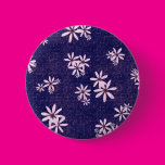 Flowers on Blue Pinback Button