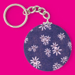 Flowers on Blue Keychains