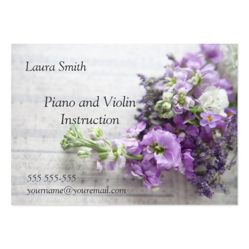 flowers on old music business card