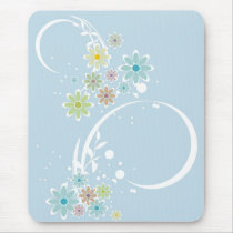 Flowers on Pale Blue - Mousepad