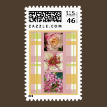 Flowers on Plaid Postage Stamp