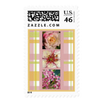 Flowers on Plaid Postage Stamp by 13BlackCatsDesigns Flowers on Plaid Postage Stamp