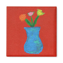 Flowers on Red 1 magnets