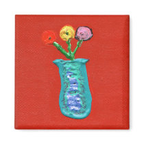 Flowers on Red 2 magnets
