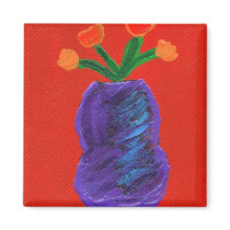 Flowers on Red 4 magnets