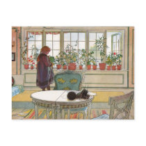 "Flowers on the Windowsill" by Carl Larsson Art Postcard