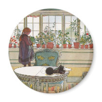 "Flowers on the Windowsill" by Carl Larsson magnets by cowboyannie "Flowers on the Windowsill" by Carl Larsson magnets