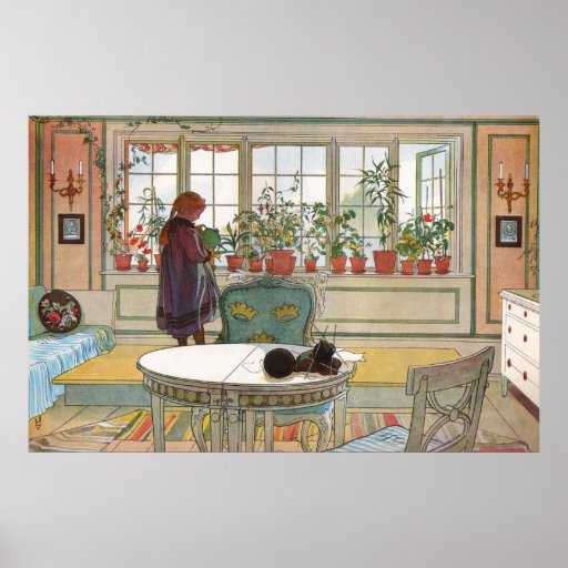 Flowers on the Windowsill by Carl Larsson Posters