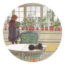 "Flowers on the Windowsill" Carl Larsson Art Print stickers by cowboyannie "Flowers on the Windowsill" Carl Larsson Art Print stickers