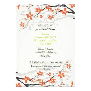 Flowers orange lime green bridal shower invitation invites