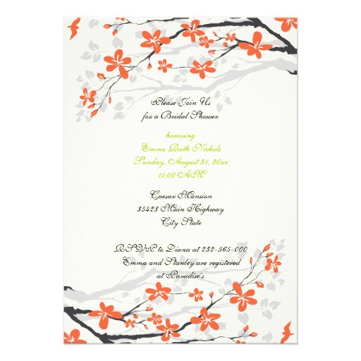 Flowers orange lime green bridal shower invitation