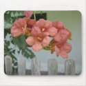 Flowers over Wooden Fence Mousepad