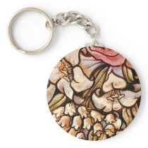 Flowers Painted on Glass Keychains