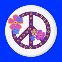 Flowers Peace Symbol Fridge Magnet