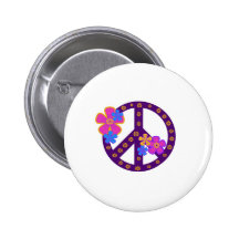 Flowers Peace Symbol Pins