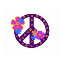 Flowers Peace Symbol Postcard