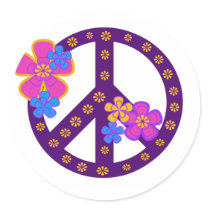 Flowers Peace Symbol stickers