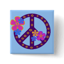 Flowers Peace Symbol T-shirts and Gifts Pinback Buttons