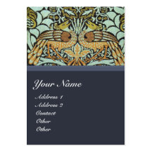 FLOWERS,PEACOCKS AND DRAGONS MONOGRAM BUSINESS CARD TEMPLATE