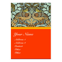 FLOWERS,PEACOCKS AND DRAGONS MONOGRAM BUSINESS CARD TEMPLATE