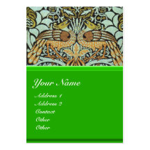FLOWERS,PEACOCKS AND DRAGONS MONOGRAM BUSINESS CARD