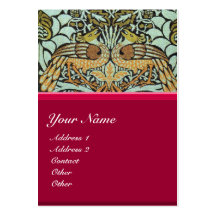 FLOWERS,PEACOCKS AND DRAGONS MONOGRAM BUSINESS CARDS