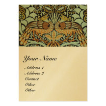 FLOWERS,PEACOCKS AND DRAGONS MONOGRAM Gold Business Card Templates