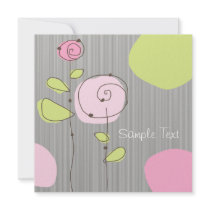 Flowers Pink and Green Blobs Personalized Announcements