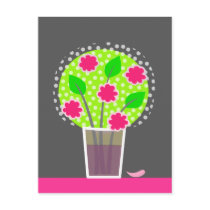 Flowers - pink and green postcard