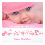 Flowers pink, your baby's photo birth announcement invitations