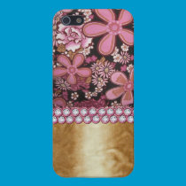 Flowers,Rhinestone Pink & Gold IPhone 5 Case iphone cases