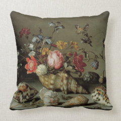 Flowers, Shells and Insects Balthasar van der Ast Throw Pillow