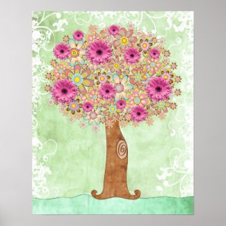 Flowers Tree and Green Floral poster - TBA print