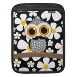 flowers with mustache owl iPad sleeves