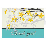 Flowers yellow turquoise wedding Thank you card