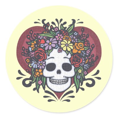 Flowerskull - Mom Round Sticker by kidlings