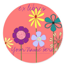 Flowery Ex Libris Bookplate sticker