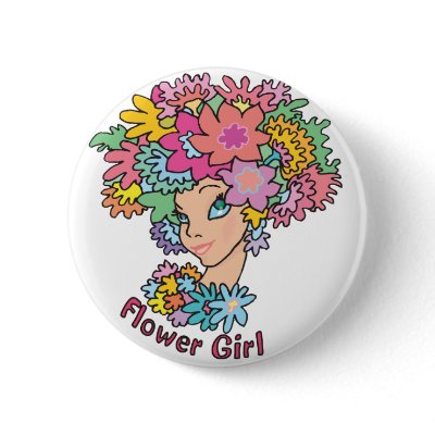 Flowery Flower Girl Button by kawaiishirts