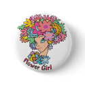 Flowery Flower Girl Button by kawaiishirts Flowery Flower Girl Button
