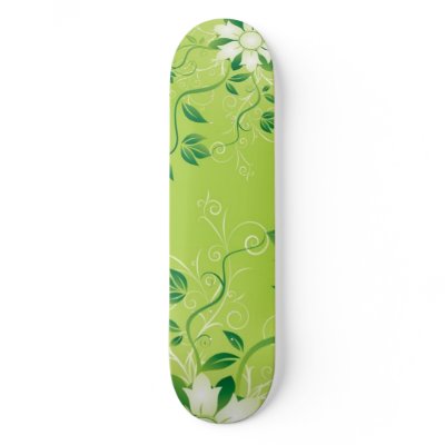 Flowery Green Girlie Board Skate Board Deck by joshnmiss