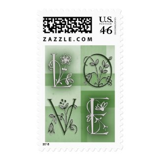 Flowery green love stamp