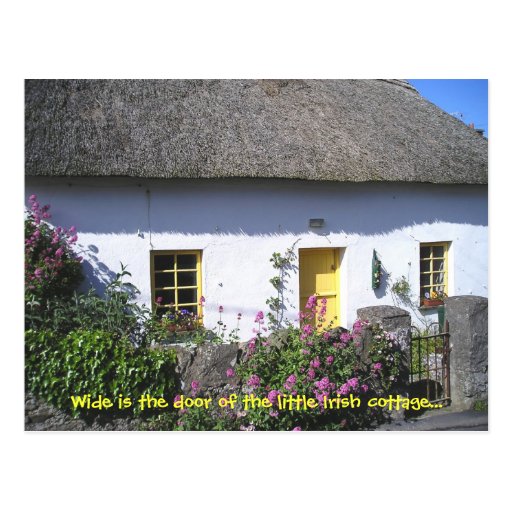 Flowery Irish Cottage Postcard