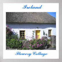 Flowery Irish Cottage Print
