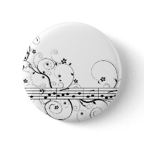 Flowery Music Pinback Button