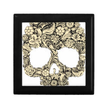 Flowery Ornate Skull Trinket Boxes