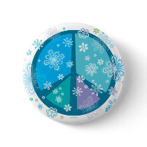 Flowery Peace sign Pinback Buttons
