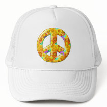 Flowery Peace Sign Trucker Hat