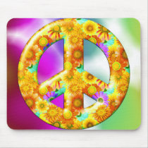 Flowery Peace Sign Mouse Pads
