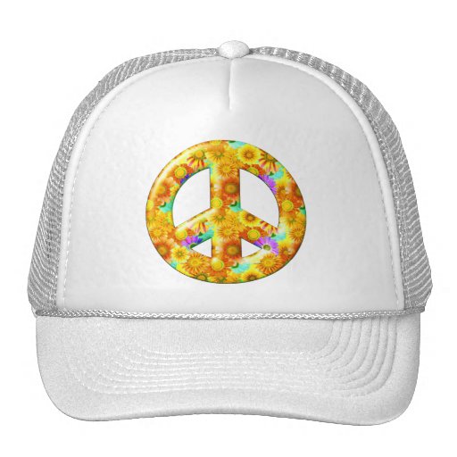 Flowery Peace Sign Trucker Hat